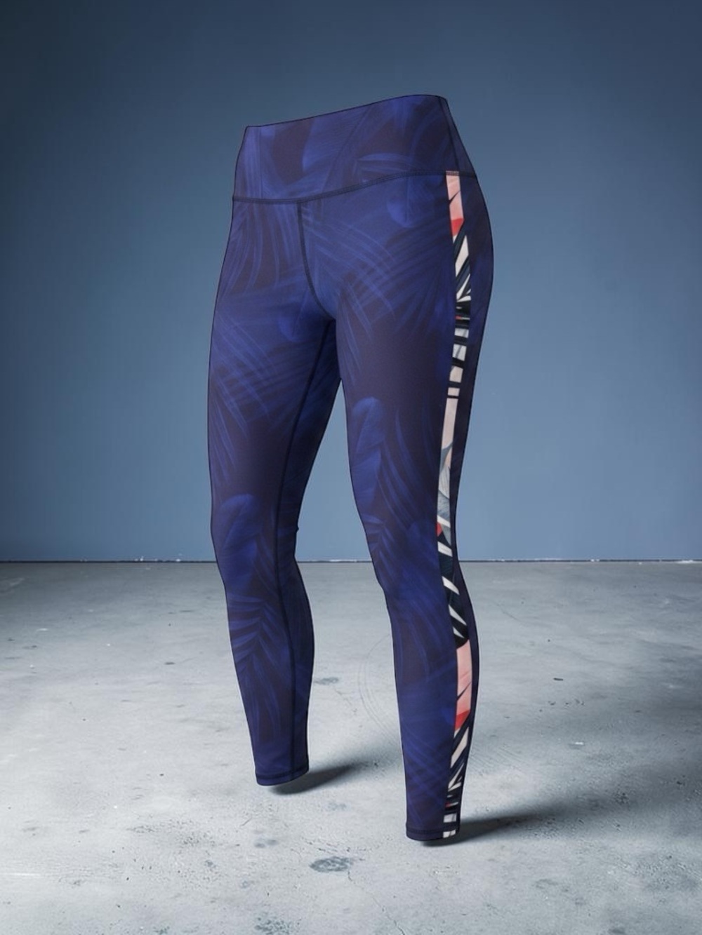 Athleta Navy Printed High-Rise Leggings with Side Pattern